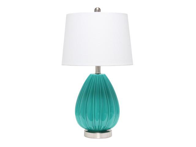 Elegant Designs Teal Creased Table Lamp with Fabric Shade
