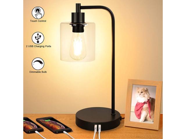 Industrial Touch Control Table Lamp Dual USB Charging Ports 3 Way Dimmable Vin