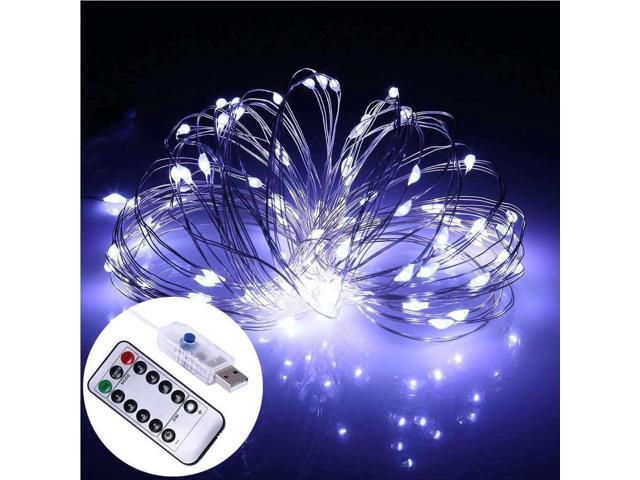 10M White 100 LED Flexible Copper Wire 8 Mode Fairy String Light 13 key Remote