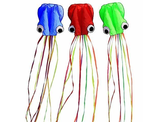 Beautiful Large Kite Easy Flyer Big Software Octopus Wide Long Tail 3 Colors New