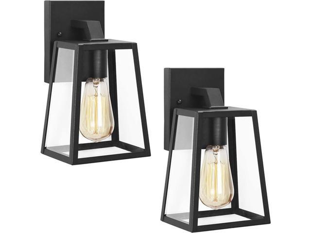Emliviar Outdoor Wall Sconces 2 Pack 1-Light Porch Lights Fixture Black Finish