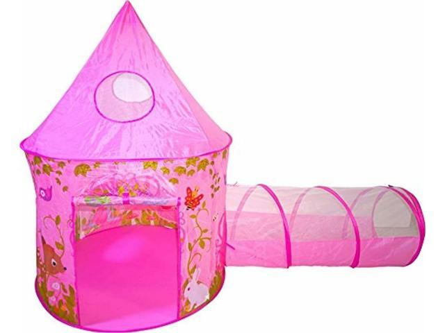 Girls Princess Fairy Tale Castle Play Tent Crawl Tunnel Ball Pit w/ Storage Case