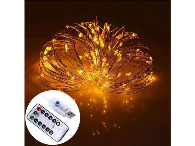10M Warm White 100 LED Flexible Copper Wire 8 Mode String Light w/ 13 key Remote
