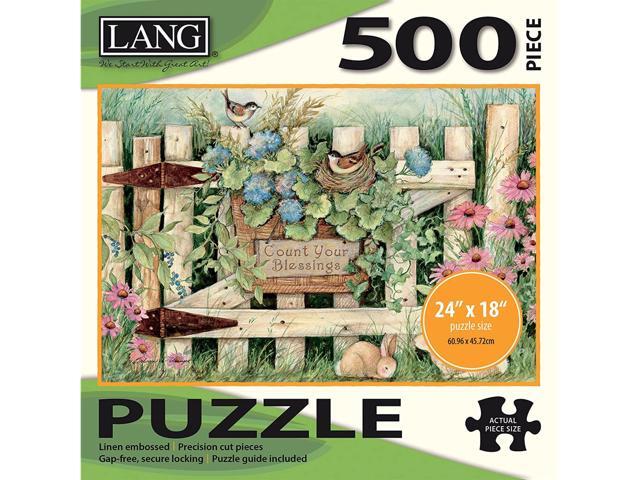 LANG - 500 Piece Puzzle -'Garden Gate' Artwork by Susan Winget - Linen Finish - 24