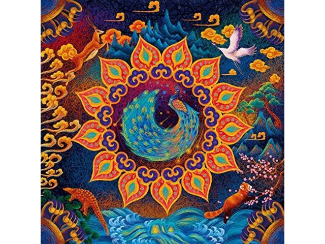 Huaxia Creature Puzzle A Peacock in His Pride Round Large Paper Puzzle 1000 Pieces Jigsaw Puzzle Kids Adult Difficult and Challenge