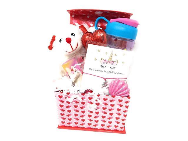 EBK Valentines Day Student Kids Friend Just Because Plush Beart Cup Wish Bracelet - White