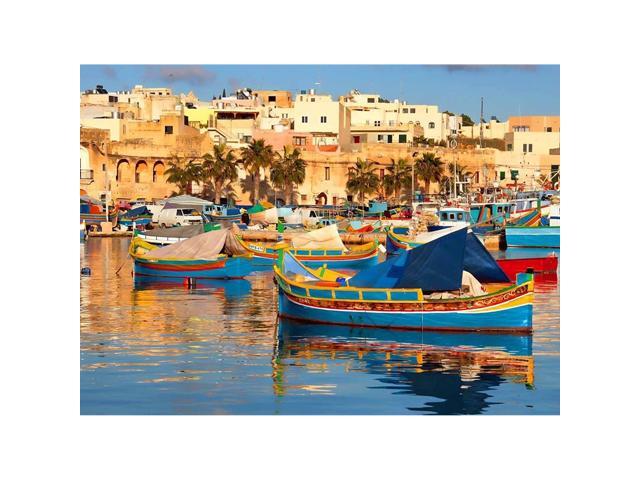 Sim Popular murals Wood-Material DIY Present-Wrap in Box 206 X 151 inch 500 Piece Hard Puzzle Large Size: Malta Boats Houses Sea