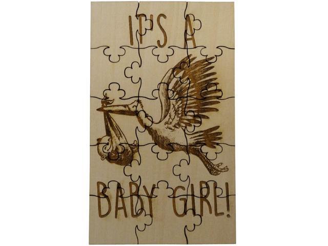 Its A Baby Girl! Gender Reveal 15 Piece Basswood Jigsaw Puzzle Surprise Pregnancy Announcement
