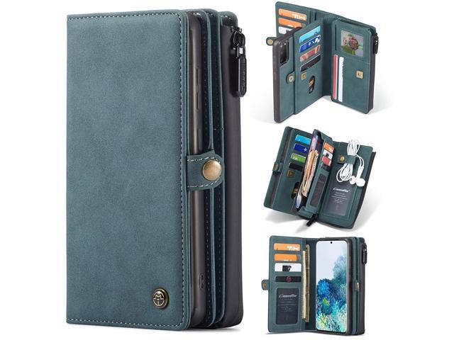 Samsung Galaxy S20 Wallet Case, Leather Zipper Detachable Magnetic 15 Card Slots Case Purse Wallet Case (Galaxy S20 Plus, Blue) (921469925515 Electronics Communications Telephony Mobile Phone Cases) photo