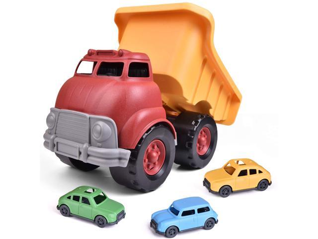 FUN LITTLE TOYS Truck Toy with 3 Pack Mini Car Toys Push & Go Truck Sand Toy for Boys Toddler Outdoor Toy