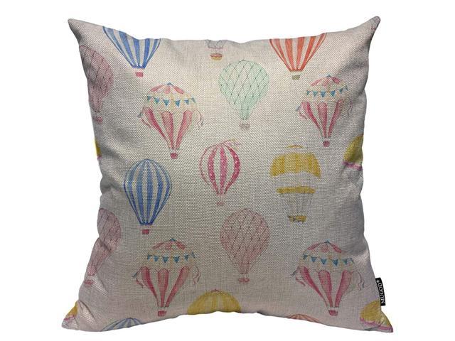 Mugod Balloon Throw Pillow Cover Cute Watercolor Hot Air Balloons Pattern Decorative Square Pillow Case for Home Bedroom Living Room Cushion Cover