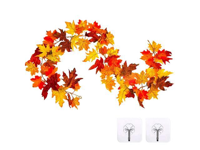 Whaline Artificial Autumn Fall Maple Leaves Garland Hanging Plant for Home Garden Wall Doorway Backdrop Fireplace Decoration Thanksgiving Wedding
