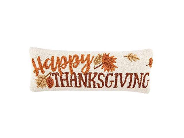 Mud Pie Happy Thanksgiving Decorative Throw Pillow 8' x 24' White Brown