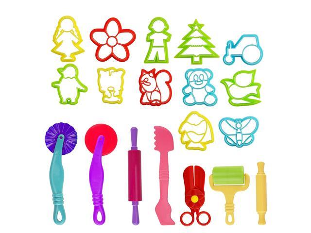 Kare & Kind Set of 19pcs Smart Dough Tools Kit with Models and Molds (Animals Flowers Tractor People)