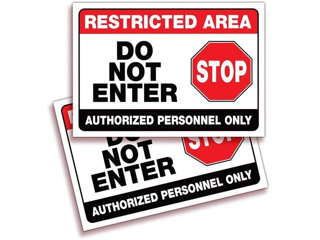 Restricted Area Do Not Enterd Personnel Only Signs Stickers - 2 Pack 10x7 Inch - Premium Self-Adhesive Vinyl Laminated for UV Weather Scratch