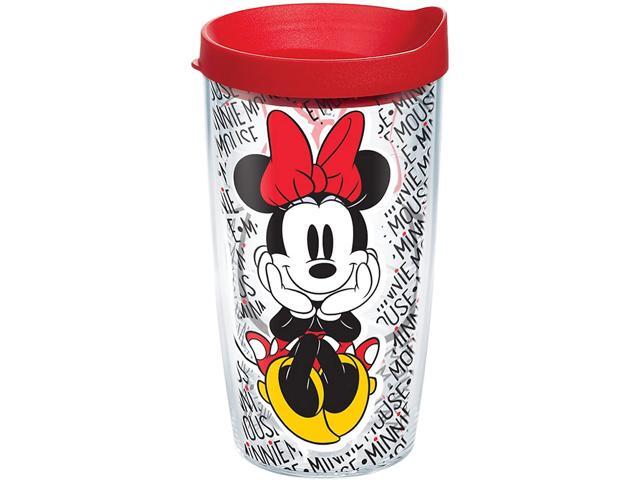 Tervis Disney - Minnie Mouse Name Pattern Tumbler with Wrap and Red Lid 16oz Clear