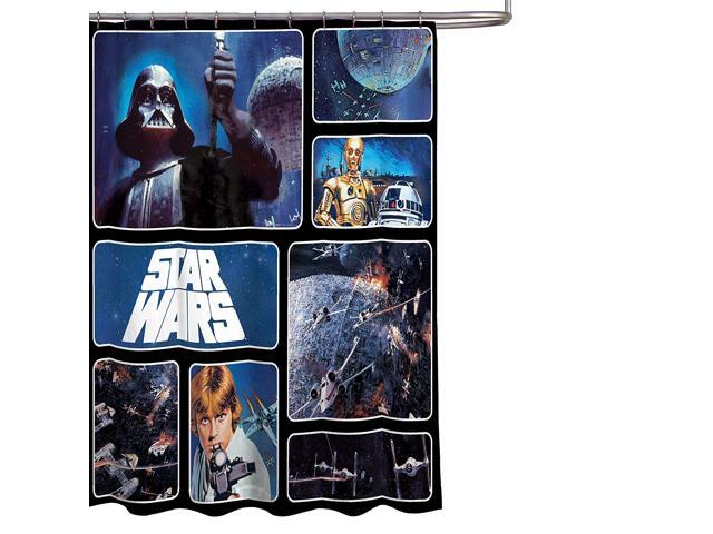 Star Wars Classic Saga 72' x 72' Fabric Shower Curtain With Darth Vader Luke Skywalker R2-D2 & C-3PO