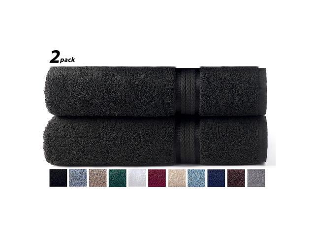 COTTON CRAFT - 2 Pack Ultra Soft Oversized Extra Large Bath Sheet 35x70 Black - Weighs 33 Ounces - 100% Pure Ringspun Cotton - Luxurious Rayon Trim