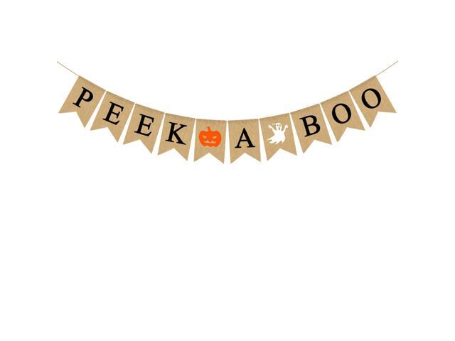 Rainlemon Peek A Boo Banner Burlap Halloween Baby Shower Gender Reveal Party Garland Decoration