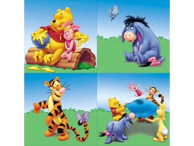 Blue Mountain Wallcoverings 31720448 Pooh Scenic 4-Piece Self-Stick Wall Art