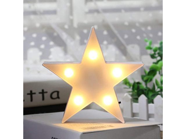 LED Plastic Star Night Light Nursery Light Wall Decor for Christmas Birthday Party Kids Room Baby Room Table Lamp(White)