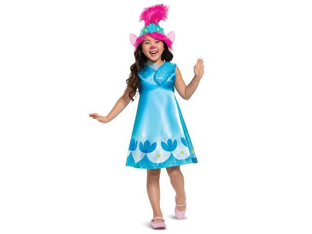 Trolls World Tour Poppy Costume Trolls World Tour Childrens Classic Dress Up Outfit for Girls Kids Size Extra Small (3T-4T) Blue