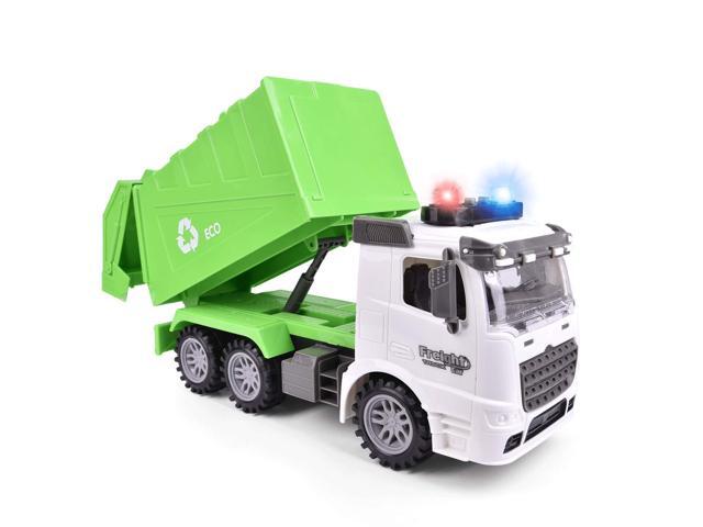 FUN LITTLE TOYS 122' Garbage Truck Toys Friction Powered Dump Garbage Truck with Lights and Sounds for Kids Toy Truck for Boys