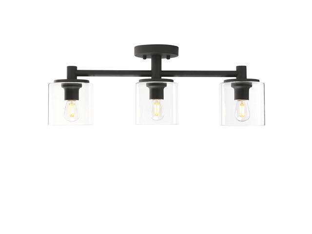 Pathson 3-Light Semi Flush Mount Ceiling Light Industrial Pendant Lighting Fixture with Glass Shade Ceiling Chandelier Lamp for Hallway Loft