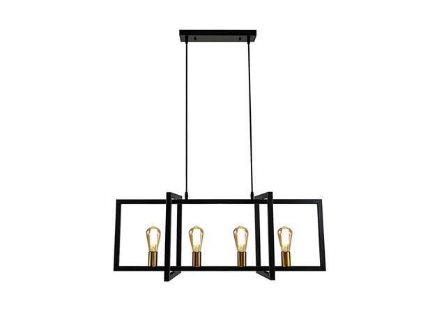 LMSOD 4-Light Kitchen Island Pendant Light Modern Chandelier Industrial Ceiling Lighting Fixture Matte Black with Antique Brass Finish