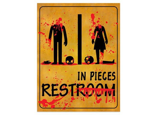 WaaHome Halloween Bathroom Sticker Scary Bloody Bathroom Sign Decor 925X12