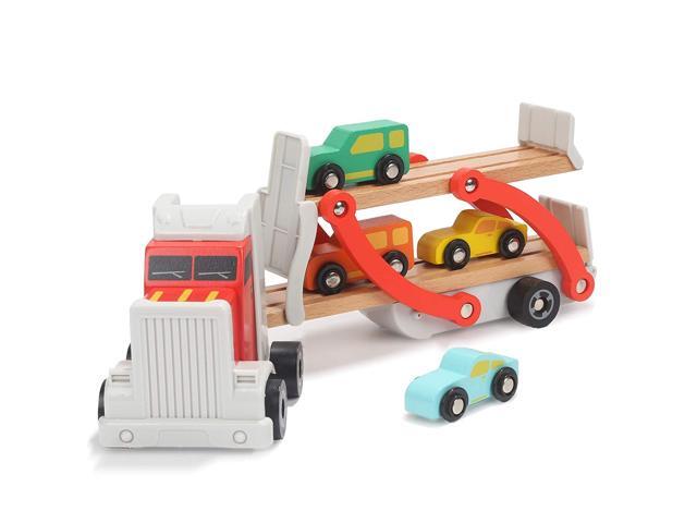 TOP BRIGHT Wooden Car Toys for 2 3 Year Old Boy Gifts Toddler Boys Truck and Car Ramp Toy with 4 Mini Cars (ID20327)