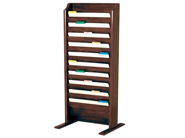 Wooden Mallet 10-Pocket Free-Standing File Holder Legal Size Mahogany