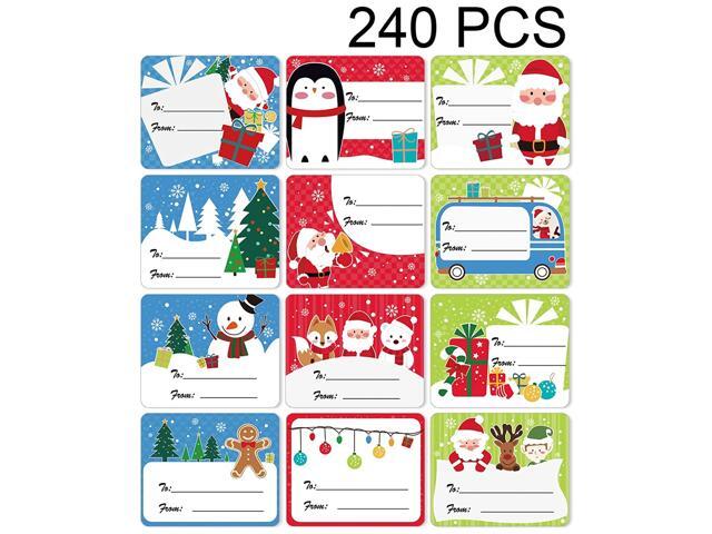 Moon Boat 240 Ct Christmas Tags Gift Labels Stickers-Santa/Snowman/Reindeer-for Present/Wrapping Paper Decorations