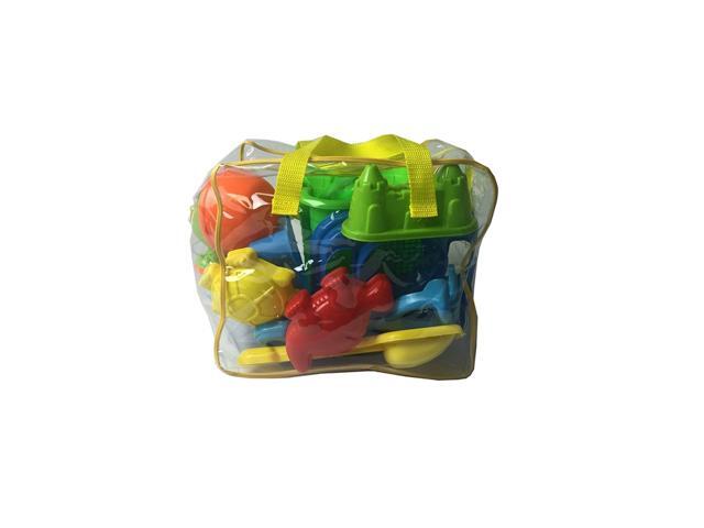 Beach Sand Toy Set in Zippered Bag for Toddlers & Kids - Includes Beach Molds Beach Bucket and Beach Shovel Tools