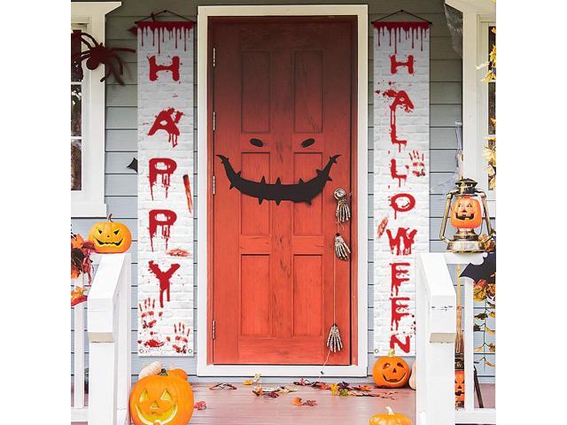 Halloween Porch Sign Banner Happy Halloween Hanging Banner Halloween Decoration Outdoor Indoor Front Door Porch for Home Office