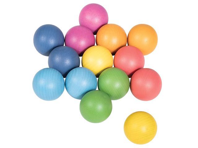 TickiT Rainbow Wooden Balls - Set of 14 - Loose Parts Wooden Toy for Babies and Toddlers 10m+ - Inspire Curiosity and Open-Ended Play