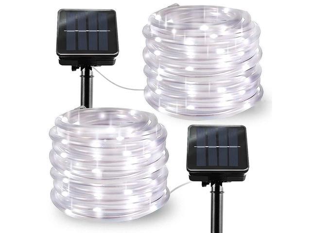 LiyuanQ Solar String Lights Outdoor Rope Lights 2 Pack 8 Modes 100 LED Solar Powered Outdoor Waterproof Tube Light Copper Wire Fairy Lights for