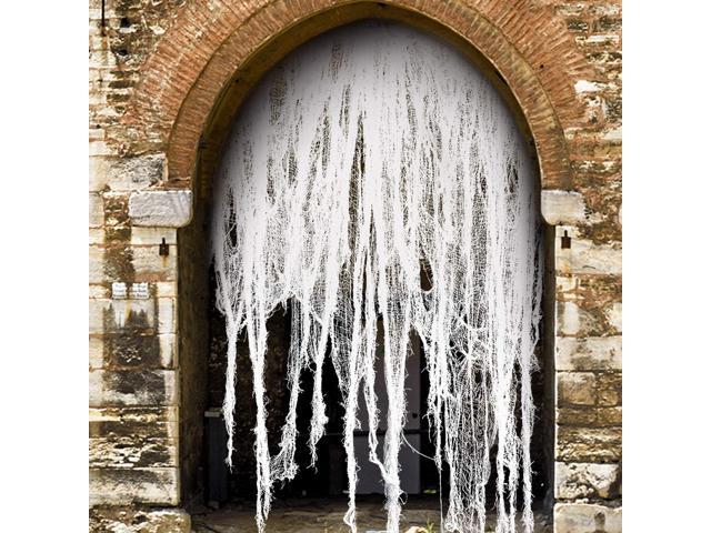 Whaline 11 Yards Halloween Creepy Cloth Large Halloween Decor Drape Doorways Entryways Windows Cover Gauze for Halloween Haunted House Party (White)