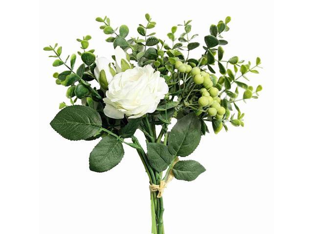 KIRIFLY Artificial Flowers Silk Roses Fake Plants Eucalyptus Leaves Berries Flower Arrangements Wedding Bouquets Decorations Floral Table