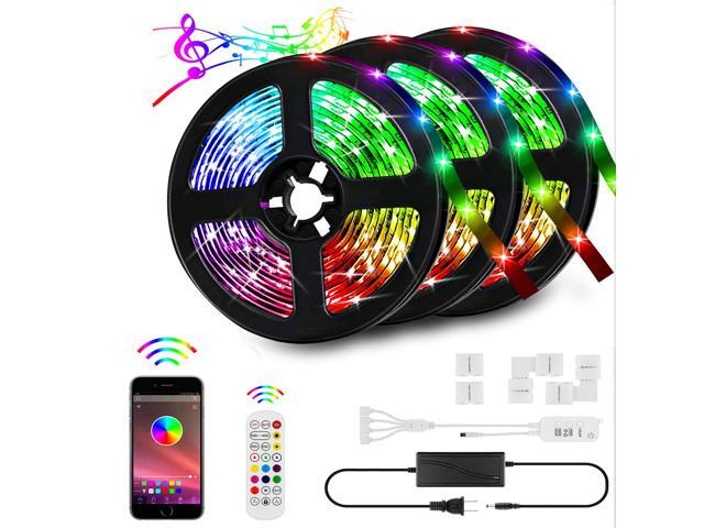 50ft/15M RGB LED Strip Lights Kit 5050 RGB LED Light Strips Sync to Music Light Smart App Controlled LED Strip Light Bluetooth