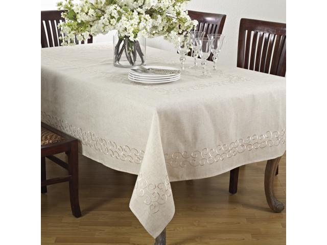 SARO LIFESTYLE Swirling Collection Table Linen 67' x 104' Natural