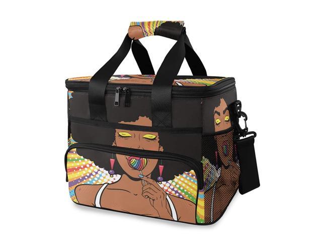 ALAZA African American Woman with Afro Hair Large Capacity Cooler Tote Insulated Lunch Bag Lunch Cooler Bag