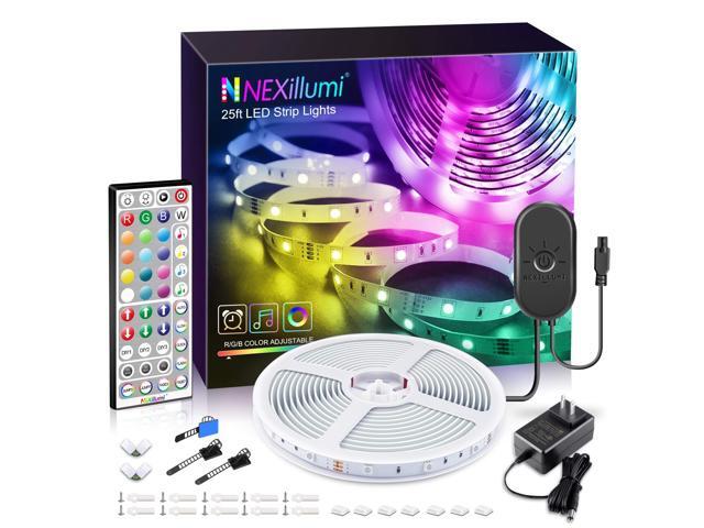 25 ft LED Strip Lights with 44-Key Remote RGB LED Lights with Built-in Mic Sync to The Music Color Changing 5050 RGB LED Light Strip Under The