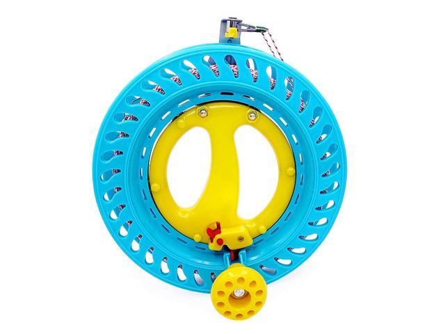 emma kites Lockable Kite Reel Winder 87inches(Dia) Macaron Blue with 120lb Line Smooth Rotation Ball Bearing Tool for Single Line Kite Flying