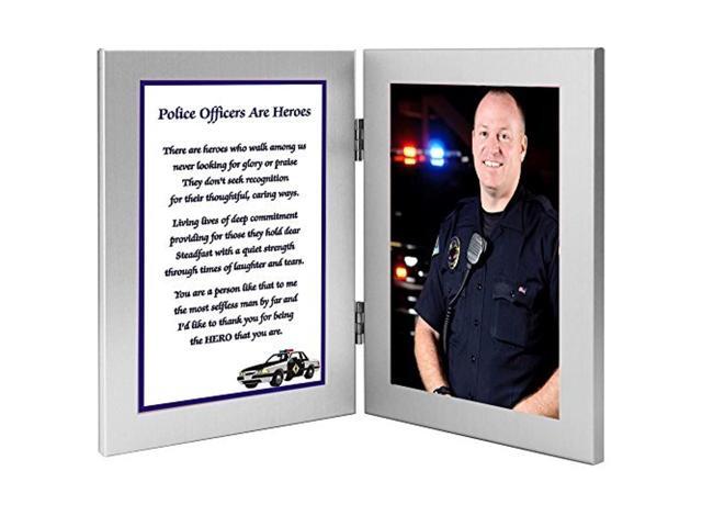 Police Officer Gift Frame Hero Policeman Poem in Double Silver Frame Add Photo