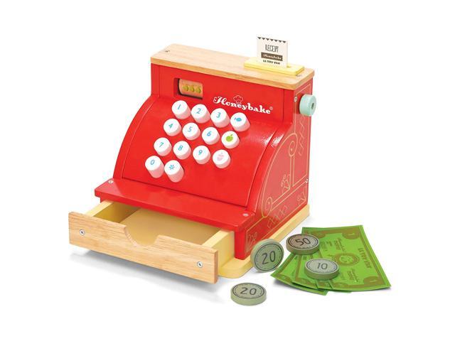 Le Toy Van - Wooden Honeybake Toy Cash Register Role Play Toy With Receipt Opening Till Drawer And Play Money Perfect For Supermarket Food