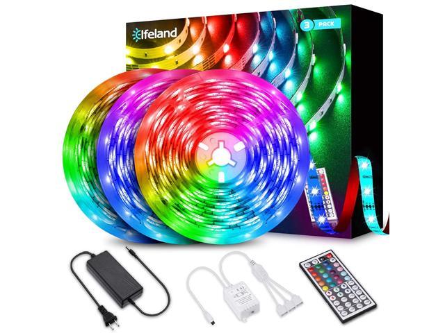 393ft LED Strip Lights Elfeland 5050 RGB LED Light Strip Color Changing LED Strip Lights Flexible Strip Lights Kit with 44 Keys Remote & 12V 5A