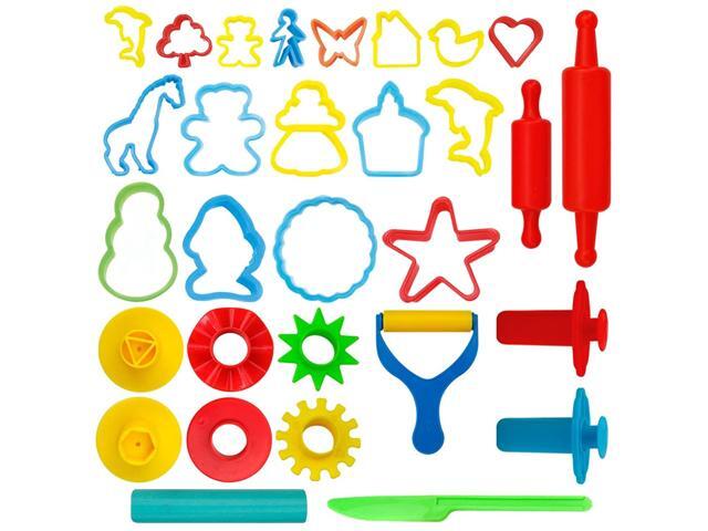 KIDDY DOUGH Tool Kit for Kids - Party Pack w/Animal Shapes - Includes 24 Colorful Cutters Molds Rollers & Play Accessories for Air Dry Clay & Dough