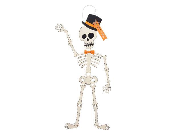 Mud Pie Skeleton Halloween Door Hanger 65' White