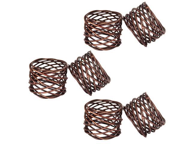 ITOS365 Handmade Round Black Mesh Napkin Rings Holder for Dinning Table Parties Everyday Set of 8